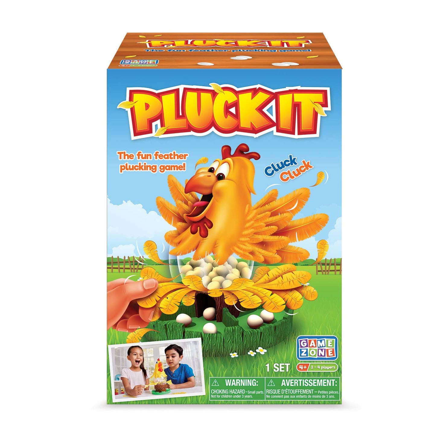 Game Zone Pluck It - Interactive Chicken Game for 2-4 Players Ages 4+ - Develops Hand-Eye Coordination and Strategic Thinking Skills!