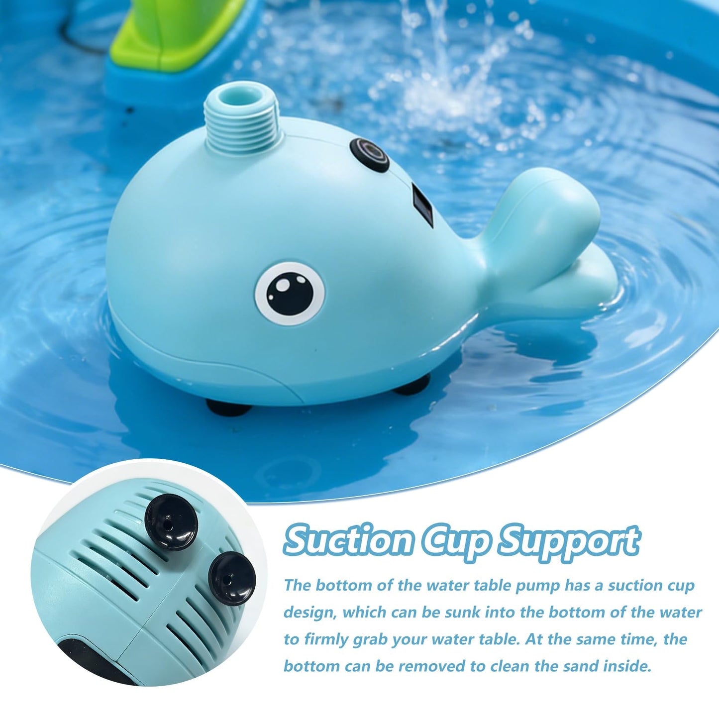 Water Table Pump(Huge Water Output), 3 Spray Modes, 4 Hours Non-Stop Fun IPX7 Waterproof, Outdoor Water Toys Outside Water Play Table Accessories