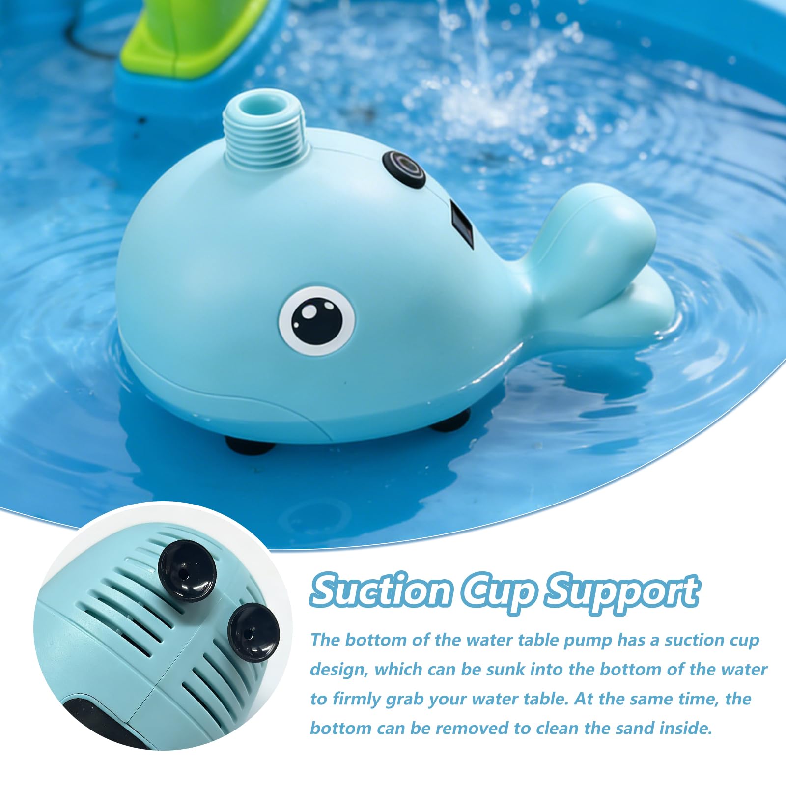 Water Table Pump(Huge Water Output), 3 Spray Modes, 4 Hours Non-Stop Fun IPX7 Waterproof, Outdoor Water Toys Outside Water Play Table Accessories