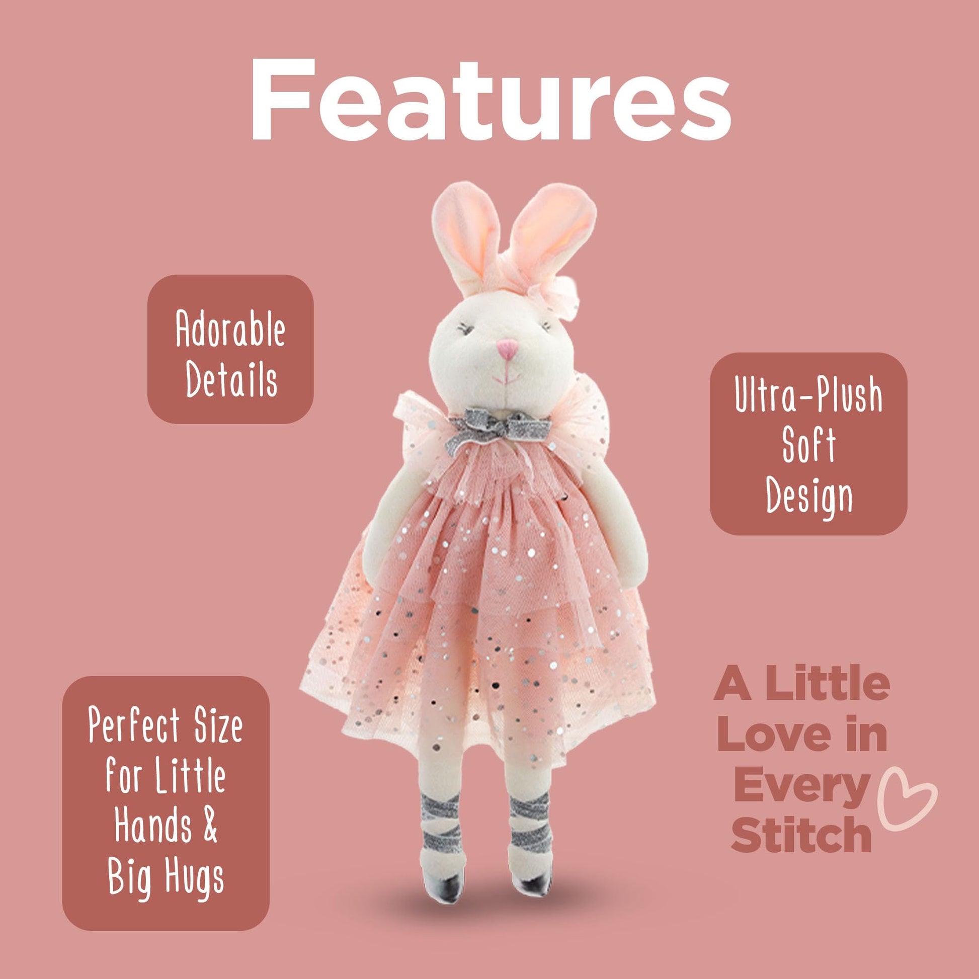 Stephen Joseph, Stuffed Animal Toy 16 inches, Large Super Soft Plush Doll, Toys for Baby, Toddler, Kids, Bella Bunny