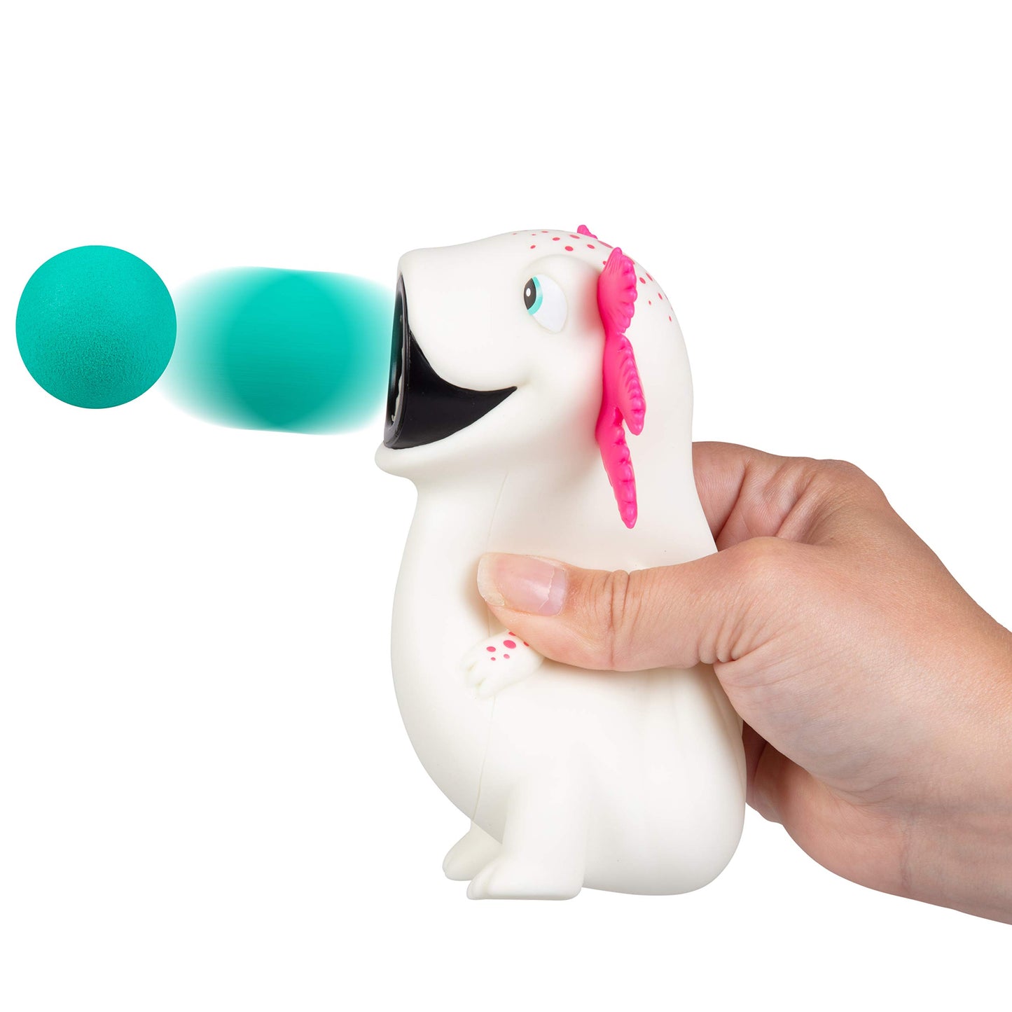 Hog Wild Axolotl Ball Popper Toy - Includes 4 Soft Foam Balls - Squeeze to Pop Air Powered Balls Up to 20 Feet - Launcher Safe for Indoor/Outdoor Play