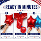 18 Pieces 18 Inches Red White Blue Stars Balloons, USA Themed Aluminum Foil Balloons for 4th of July, Independence Day Patriotic Birthday Party