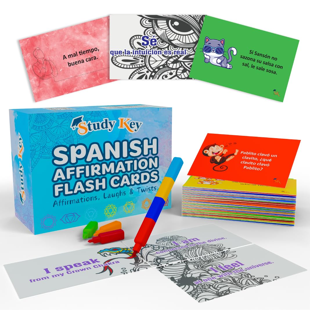 Spanish Cultural Sayings Flash Cards & Idioms Gift Set - Learn Traditional Childhood Dichos, Tongue Twisters, and Affirmations for Adult Learners