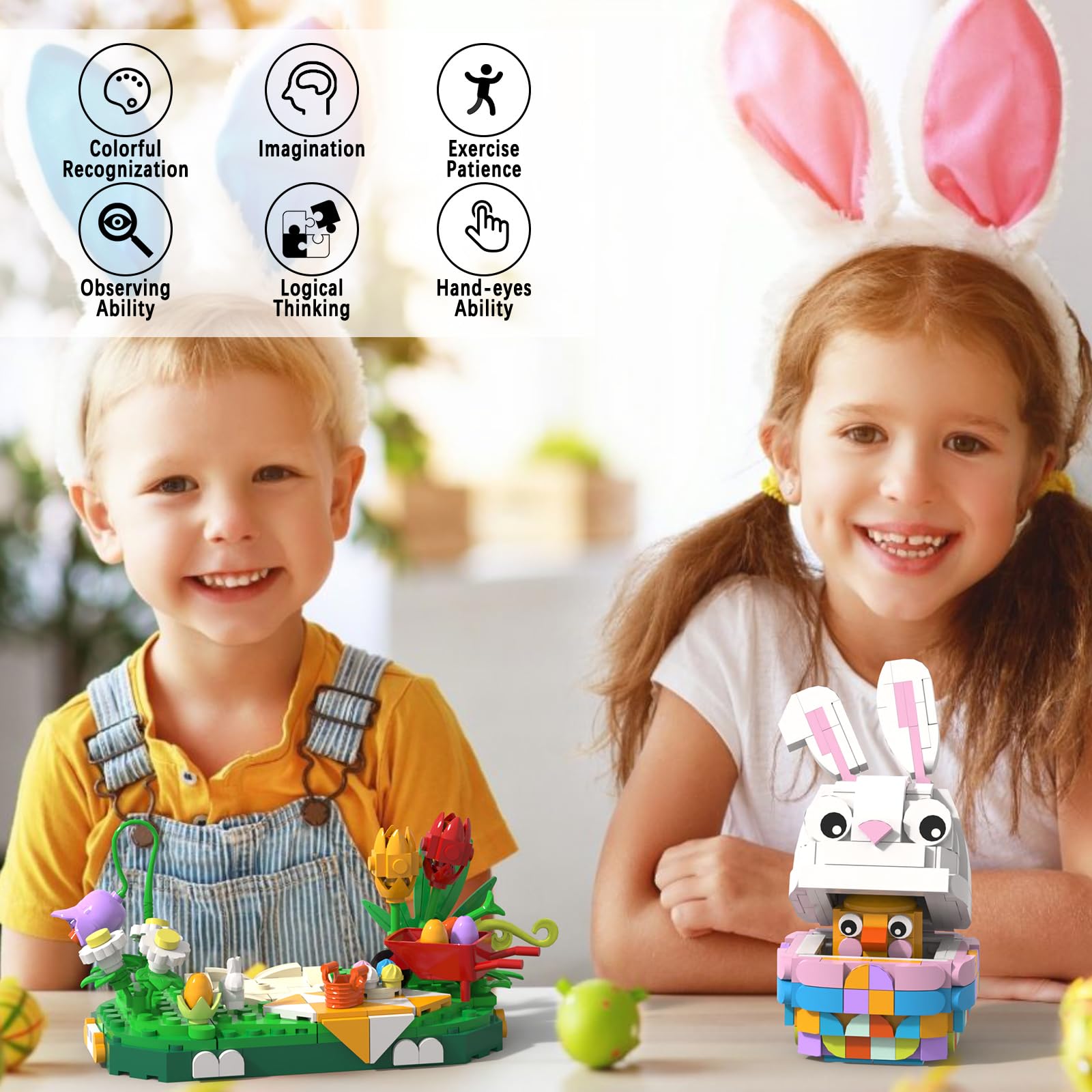 Nubee Easter Bunny Chick Building Sets, Easter Gifts for Kids Teens Adults Women, Cute Rabbit Eggs Easter Basket Stuffers Toy Gift for Boys and Girls