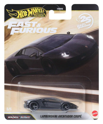 Hot Wheels Premium, Inspired by Fast & Furious Franchise, Lamborghini Aventador Coupé, 1:64 Scale Car Made in Diecast Metal for Collectors, JHW77