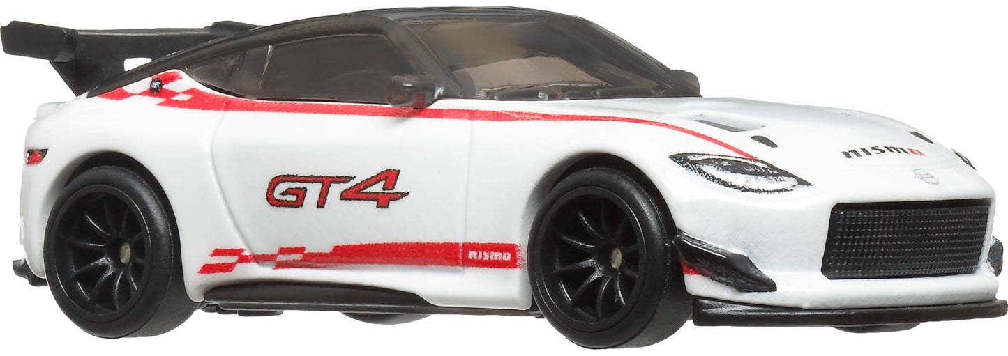Hot Wheels Premium Car Culture Collectible Toy Car, 1:64 Scale Die-Cast Nissan Z GT 4, Race Day Vehicle with Real Riders Tires