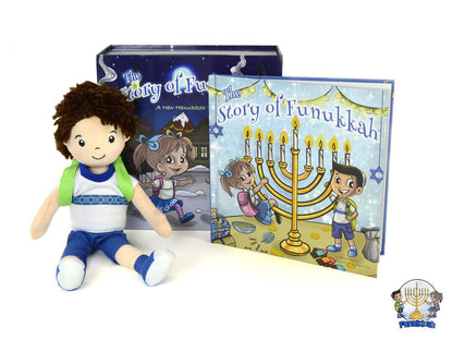 Funukkah Hanukkah Boy Doll and Illustrated Book