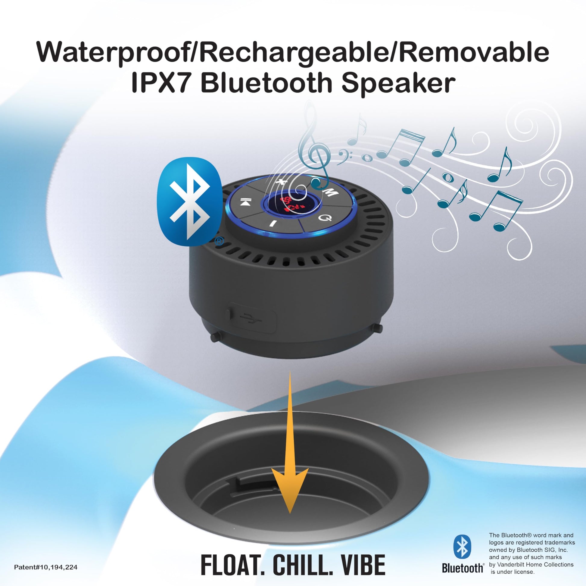 Inspired Living Inflatable Pool Pong Float with Bluetooth 5 IPX7 Waterproof Speaker, Cup Holders, Integrated Cooler, Floating Pool Game Table