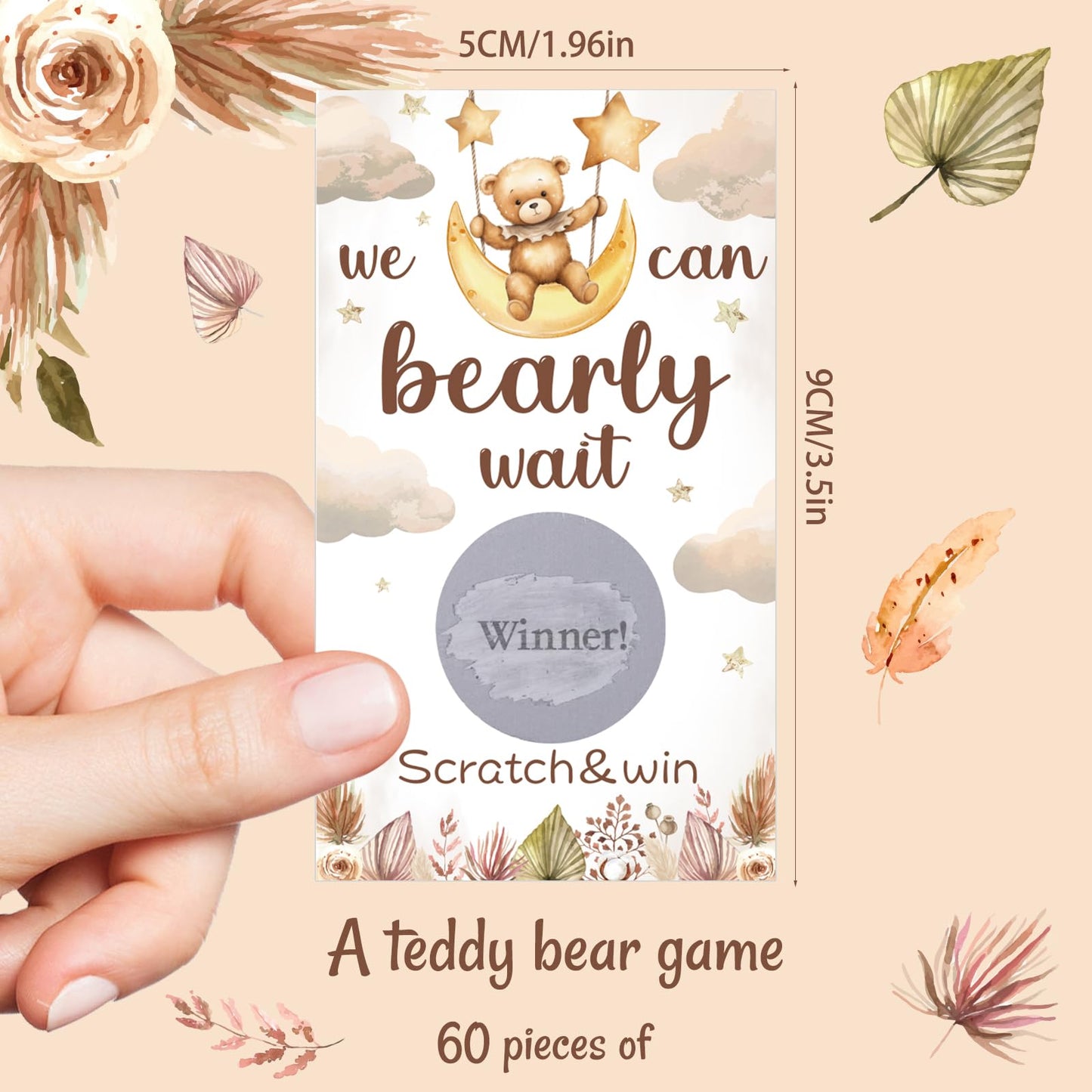 Fjoron 60 Pack Bear Baby Shower Scratch Off Cards We Can Bearly Wait Scratch Off Bear Theme Party Scratch Off Cards Baby Shower Gender Reveal Party