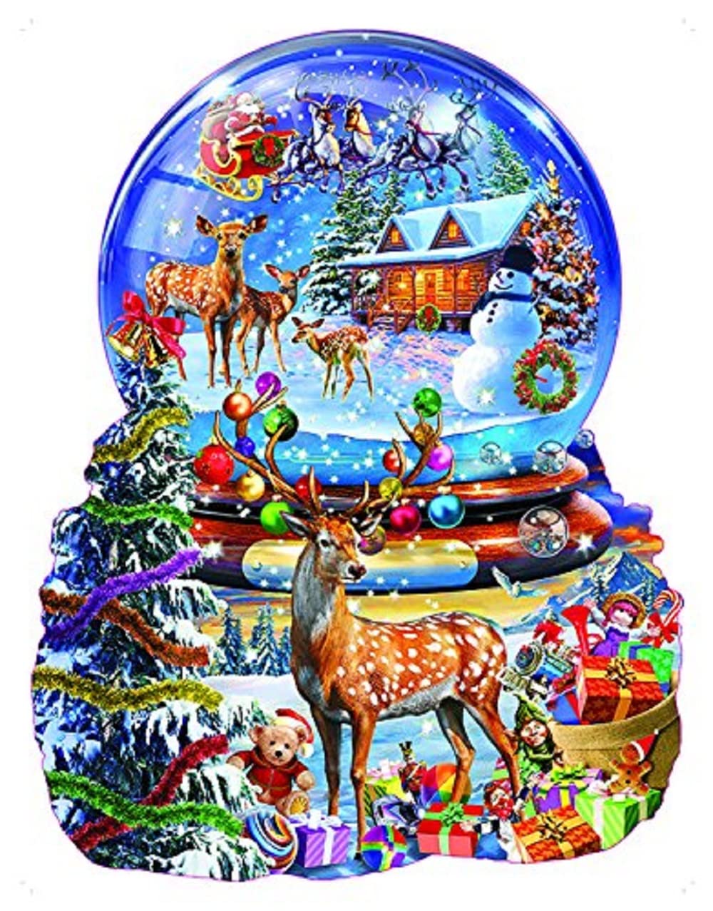 SUNSOUT INC - Christmas Snow Globe - 1000 pc Special Shape Jigsaw Puzzle by Artist: Adrian Chesterman - Finished Size 26.25" x 34.25" Christmas - MPN#