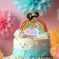 Rainbow Princess African American Centerpieces Table Decoration, Diaper Toppers Unicorn Princess Table Party Decoration
