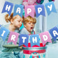 Blue Pink Happy Birthday Banner, Cute Birthday Bunting Decorations for Kids Girls Women Party Supplies