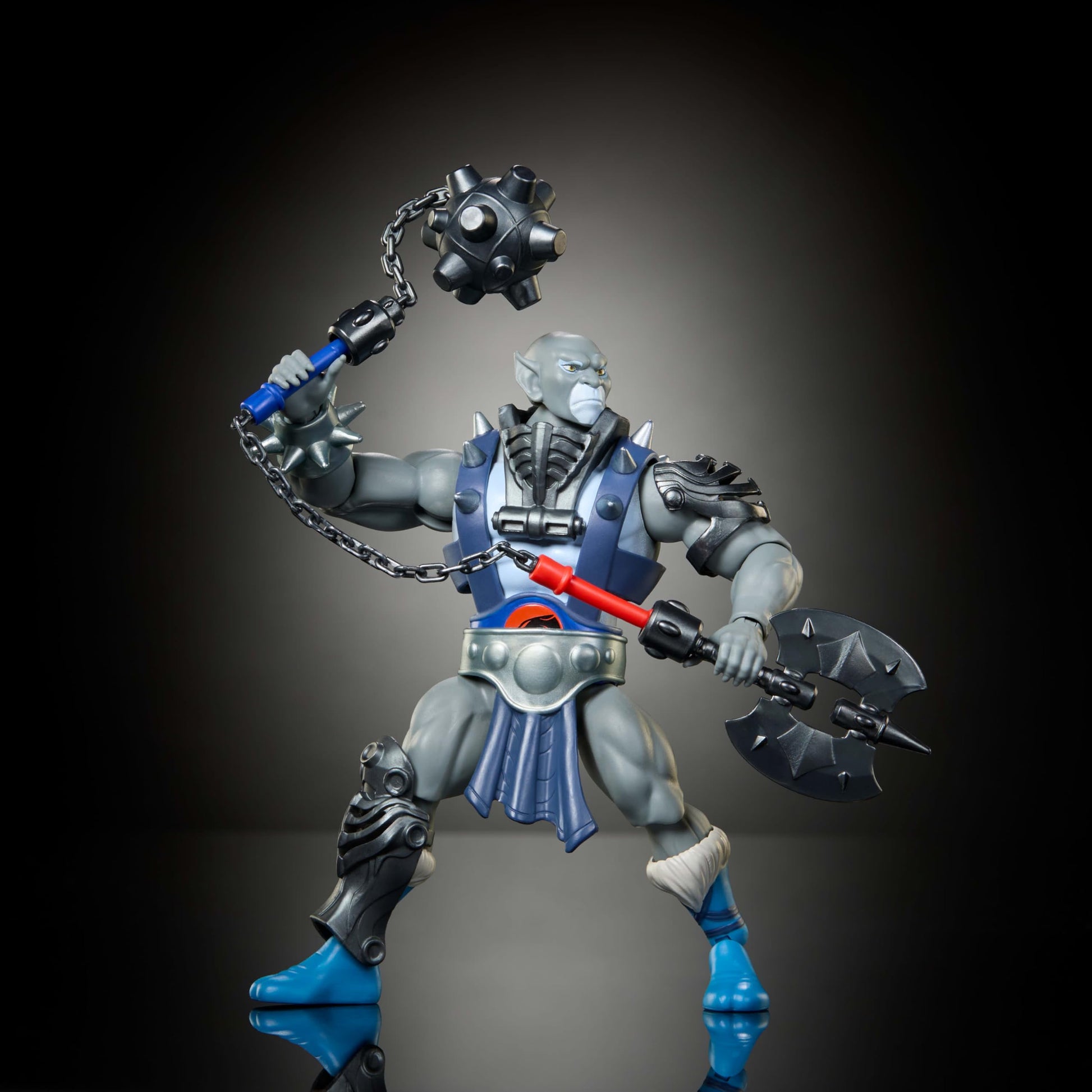 Masters of the Universe Origins & Thundercats 5.5 Inch Posable Action Figure Panthro, 1980s Crossover Toy, Removable Armor, Mace, Axe & Collector Card