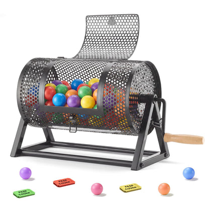VEVOR Raffle Ticket Spinner, 11.6" x 6.6" Holds 2500 Tickets or 100 Ping Pong Balls, Raffle Drum Lottery Spinning Cage with Reinforced Handle, Stable