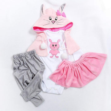 RXDOLL Newborn Baby Girl Dolls Clothes 18 inch Cute Pink Outfits for 17-19 inch Reborns Doll Baby Girl Clothing
