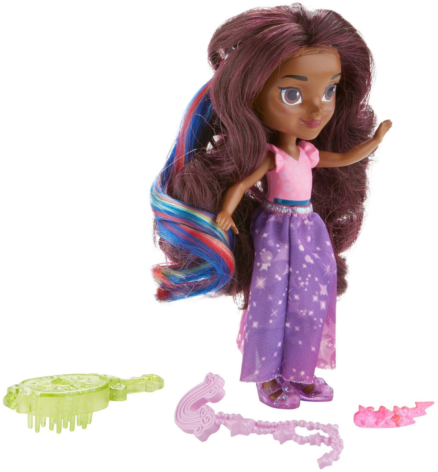 Fisher-Price Sunny Day Nickelodeon Sunny Day, Pop-in Style Ball Gown Rox, Multicolor, 6 inches