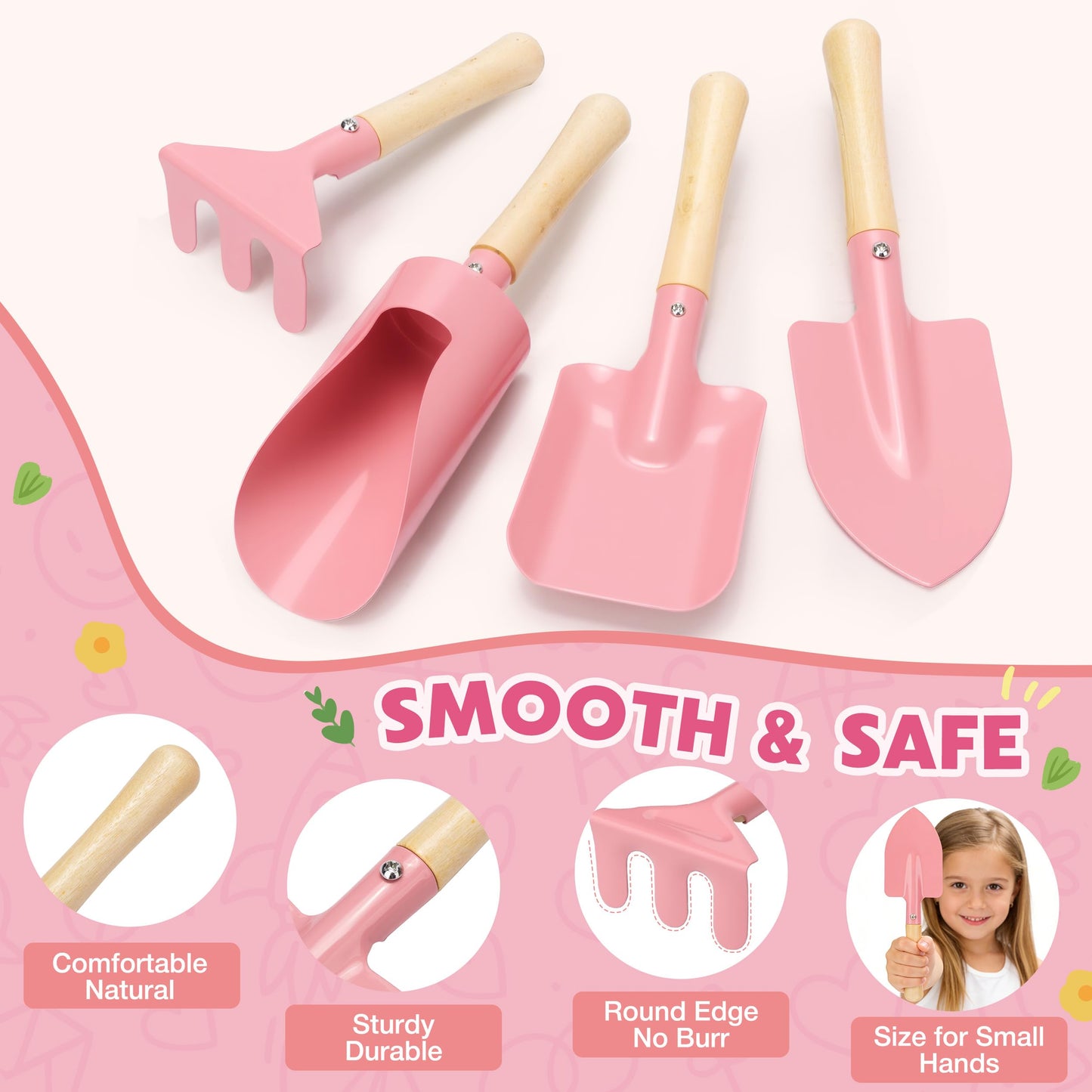 SHALL Kids Gardening Set, New Garden Tools Kit for Kids Toddler Boys Girls