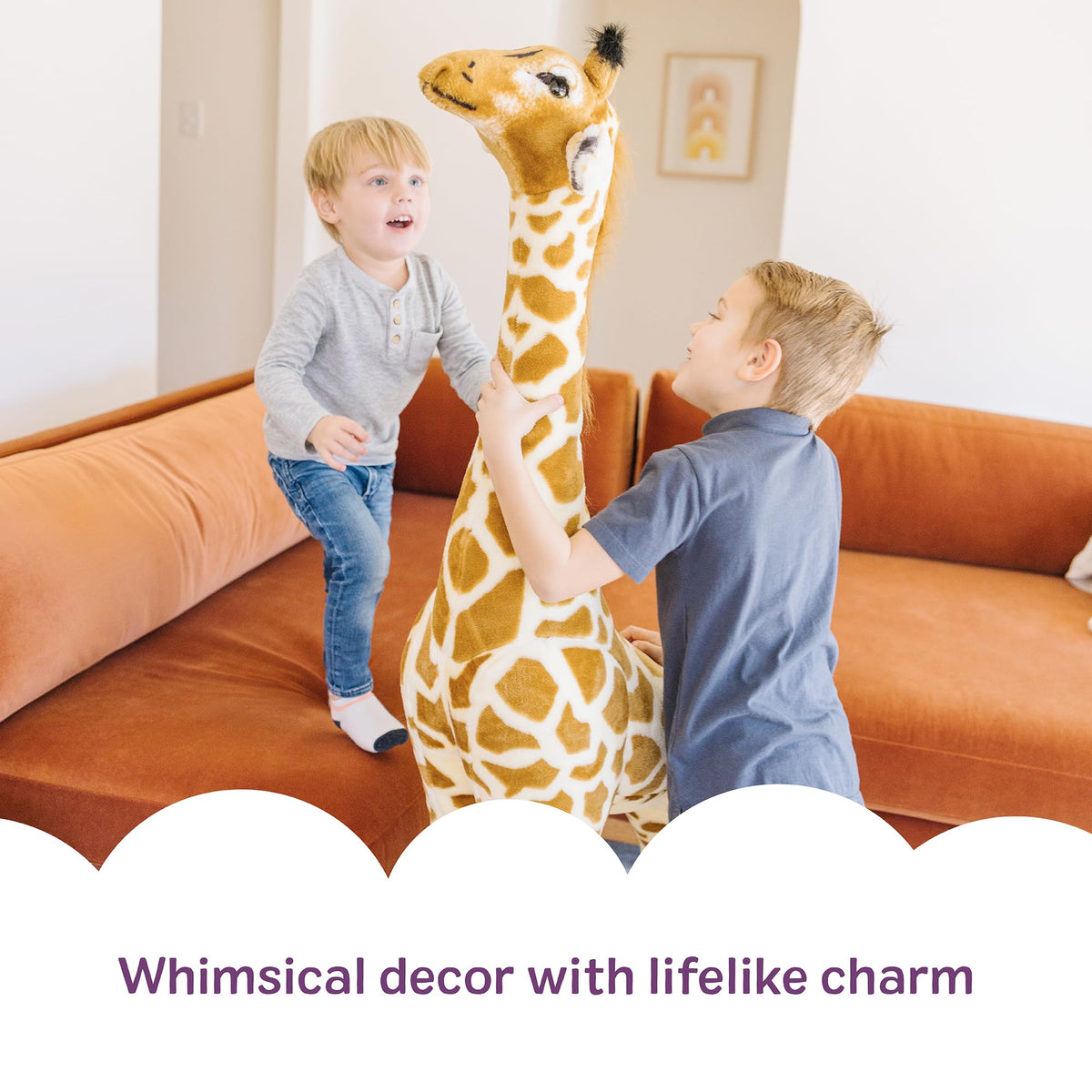 Melissa & Doug Giant Giraffe Stuffed Animal, Lifelike Plush Toy Stands Over 4-Feet Tall, Surface Washable Pretend Play Toddler Toys for Girls & Boys