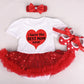 Reborn Baby Doll Clothes Outfit for 20-23 Inch Reborns Newborn Babies Matching Clothing Headband Mom Red Heart Tutu Dress Shoes Three-Piece Set