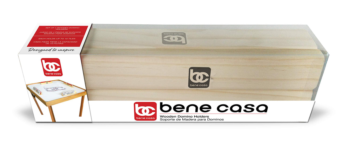 Bene Casa - Wooden Domino Trays - Set of 4 - Each Tray Can Hold Up to 10 Dominoes - Made for Double-six and Double-nine Dominoes