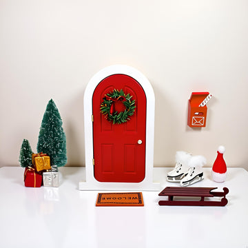 Tonttuovi Christmas Elf Accessories Wooden Miniature Elf Door for Wall for Elf Arrival Ideas