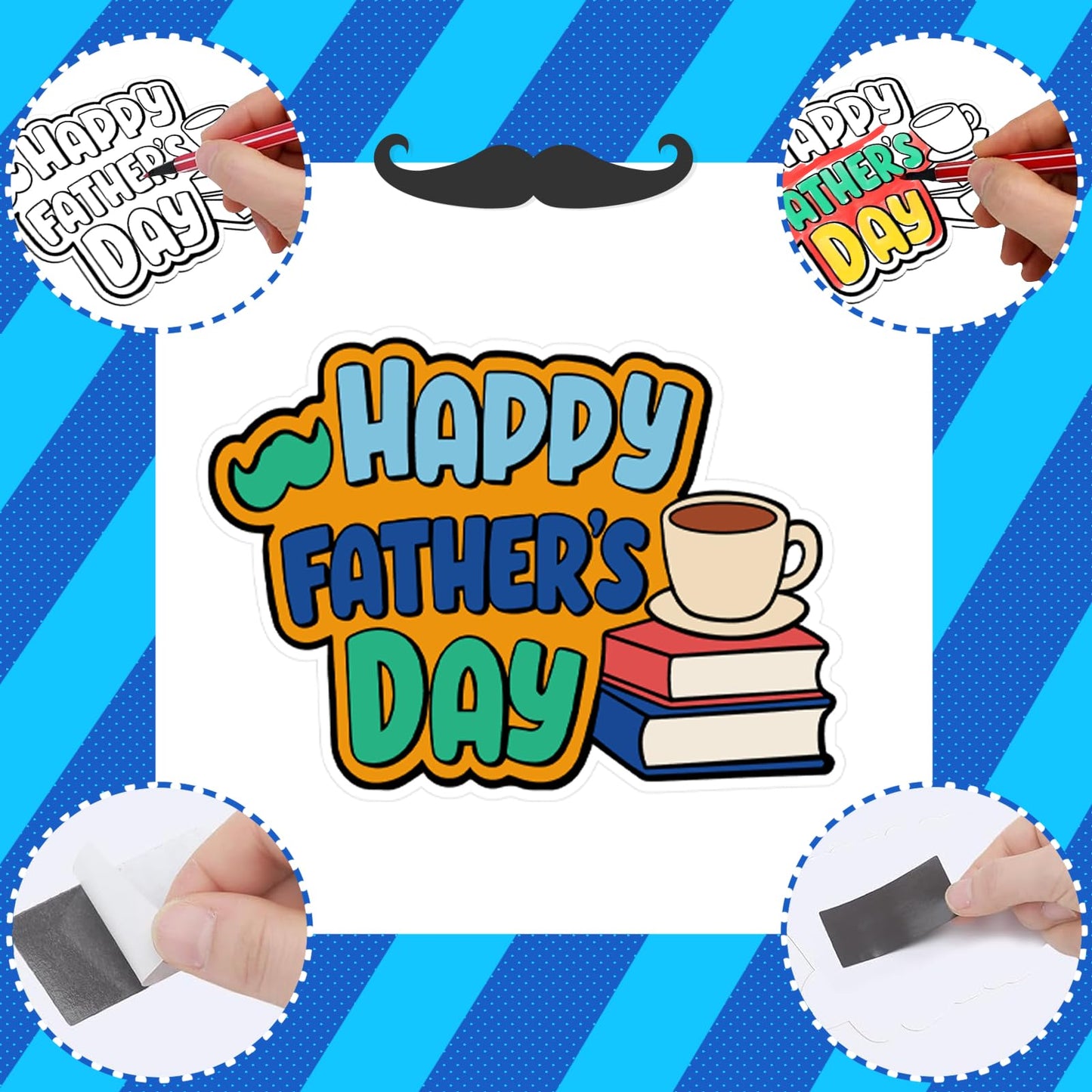HABDJILTY 36 Set Father's Day Magnets Craft for Kids,Make Your Own Father's Gifts DIY Coloring Magnets Best Dad Crafts Kit for Happy Fathers Day Dad's