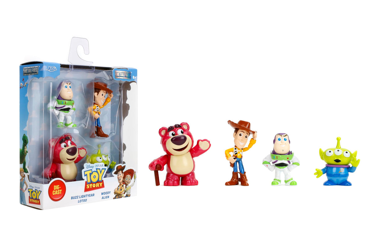 Jada Toy Story Metalfigs 4-Pack - Buzz Lightyear, Woody, Alien, Lotso - Gift Set for Kids and Fans Ages 8+ - Pixar Characters- 2.5” Diecast