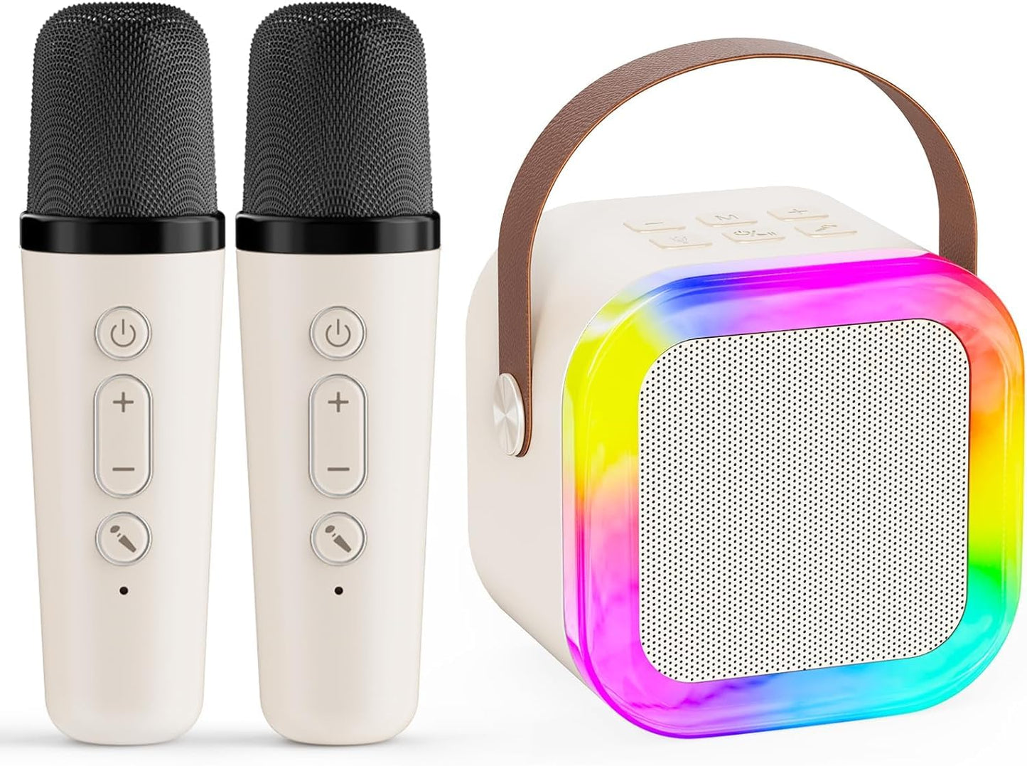 Karaoke Machine for Kids,2026 New Mini Portable Karaoke Toys, Karaoke Speaker with 2 Wireless Microphone & Light for Home Party for Adults