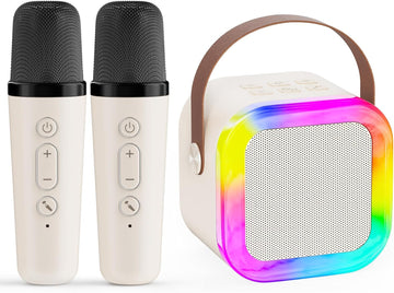 Karaoke Machine for Kids,2026 New Mini Portable Karaoke Toys, Karaoke Speaker with 2 Wireless Microphone & Light for Home Party for Adults