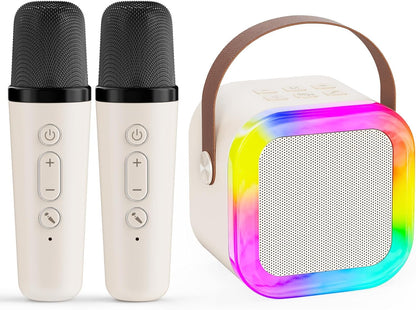 Karaoke Machine for Kids,2026 New Mini Portable Karaoke Toys, Karaoke Speaker with 2 Wireless Microphone & Light for Home Party for Adults