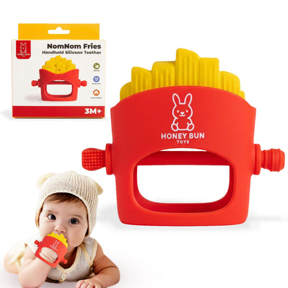 French Fries Baby Teething Toys - Teething Mitten, Baby Chew Toy, Teethers for Babies 3-6 Months and 6-12 Months, Newborn Essentials Must Haves