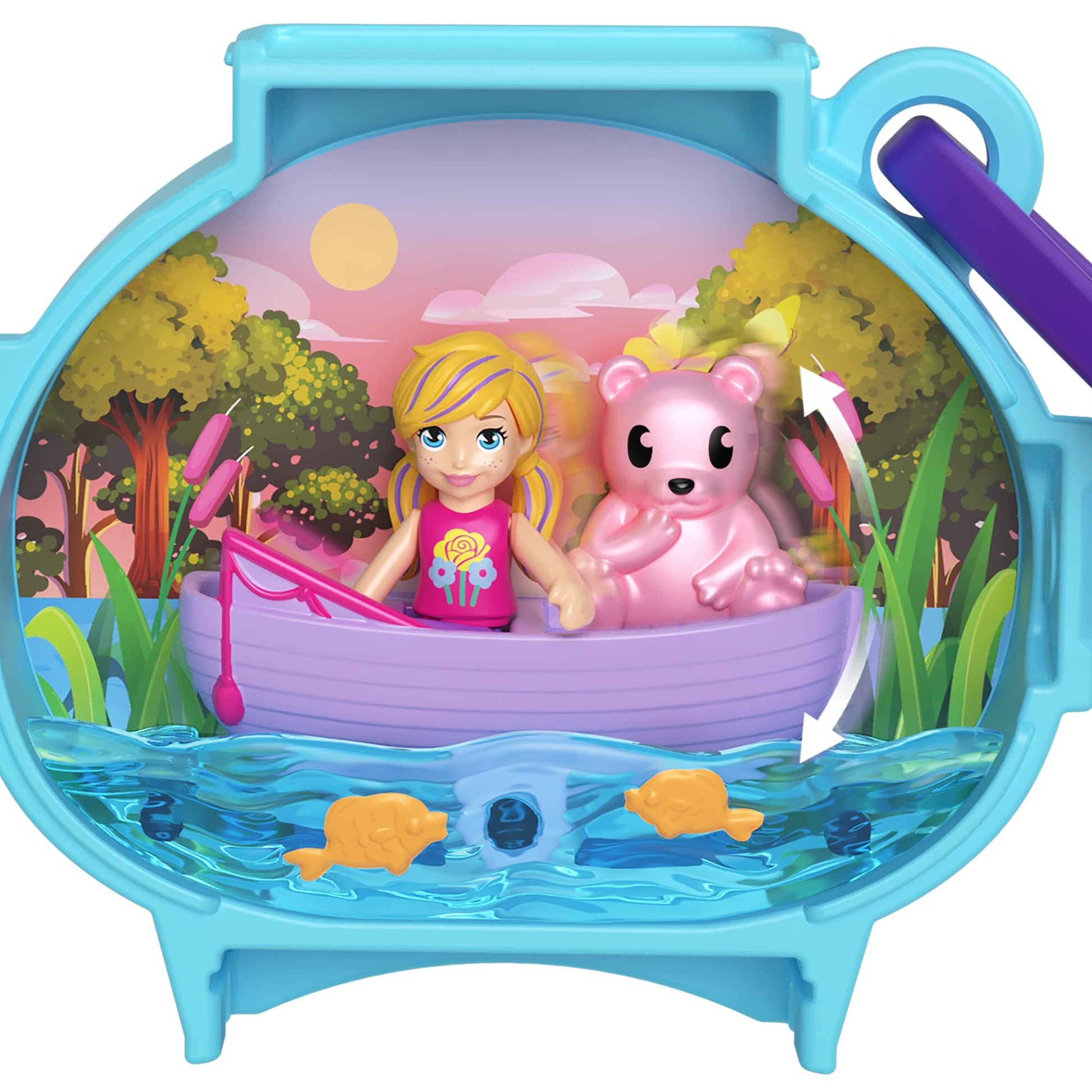 Polly Pocket Mattel Pet Connects HHW30 Micro Playset Blue Bear + Animal + Accessory