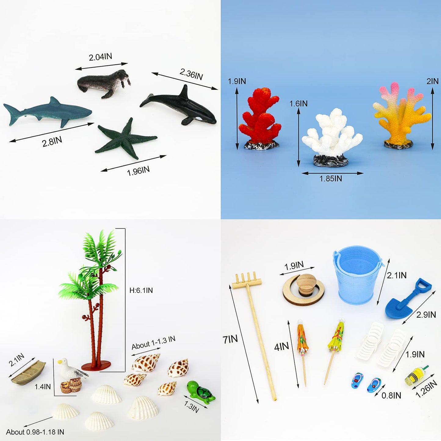 Beach Zen Garden Accessories Kit - Desktop Beach Fairy Garden Kit Sandbox Decor Tools Bamboo Rake Ornament Decoration Office Stress Relief Toys