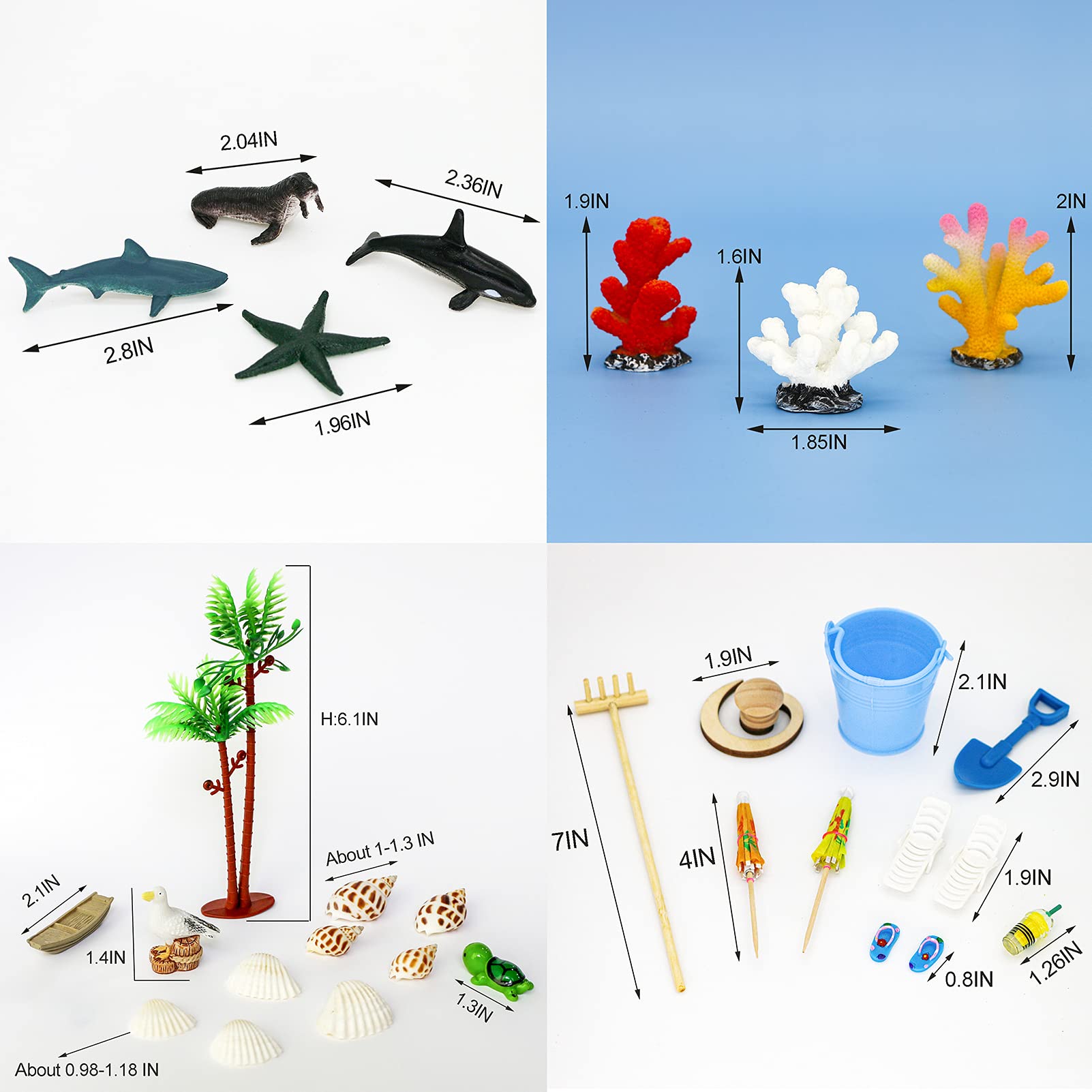 Beach Zen Garden Accessories Kit - Desktop Beach Fairy Garden Kit Sandbox Decor Tools Bamboo Rake Ornament Decoration Office Stress Relief Toys