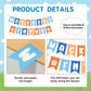 Puppy Themed 2nd Birthday Decorations Banner, Blue and Orange I'm Two Party Garland, Pre-Strung Dog Birthday Banner for Boys/Girls