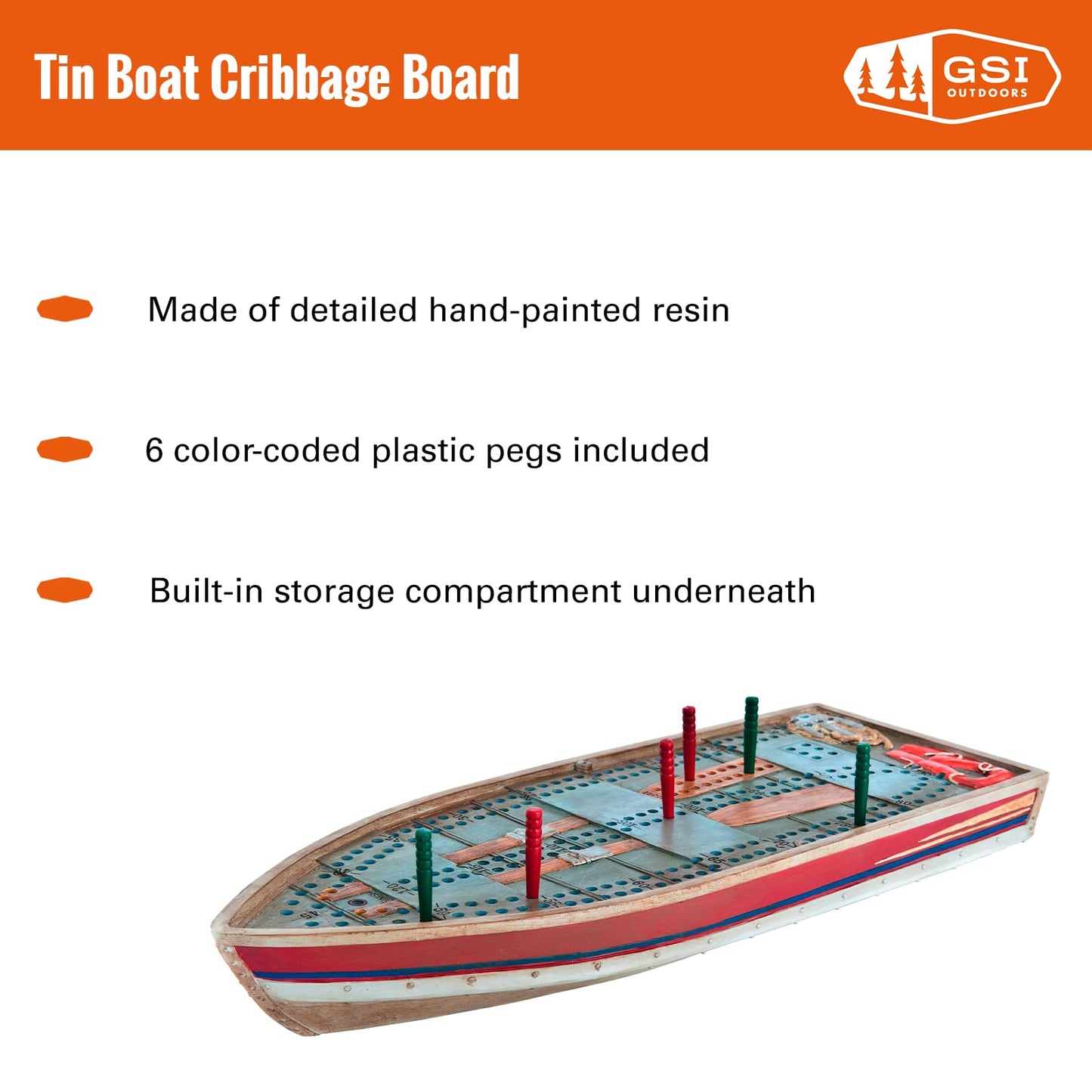 Outside Inside - Hand Painted Tin Boat Cribbage Board