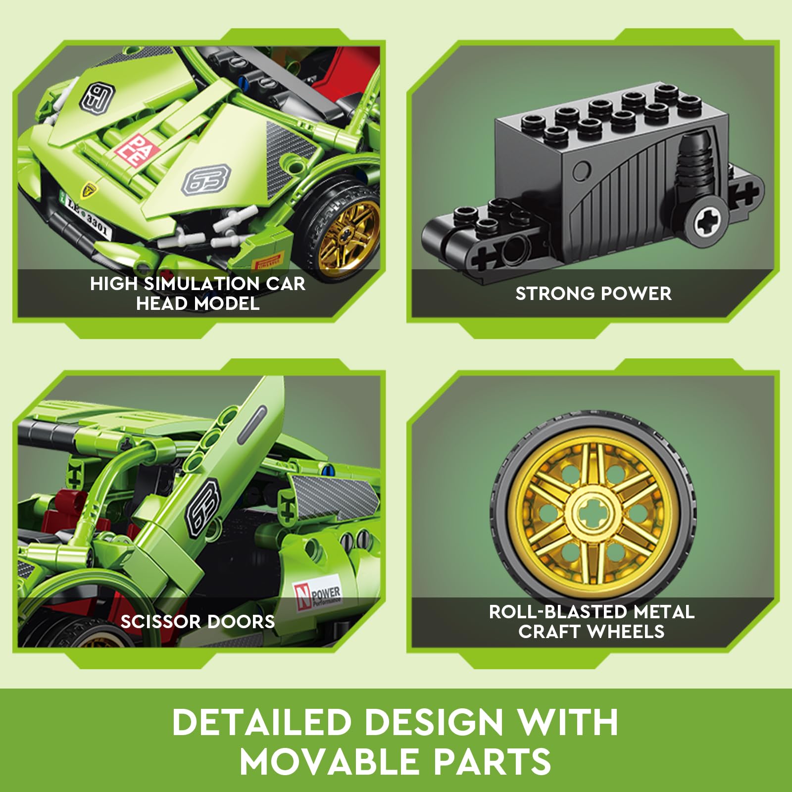 IBLOTIME Technic-Style Sports Cars Building Sets Easter 586 PCS Speed Champions Lambo-Inspired Supercar Pull-Back Race Car Kit Creative Build Display
