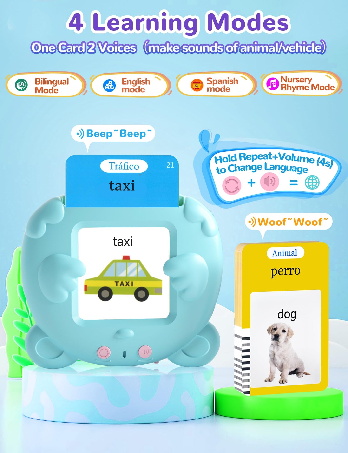 Spanish and English Talking Flash Cards for Toddlers, 510 Sight Words