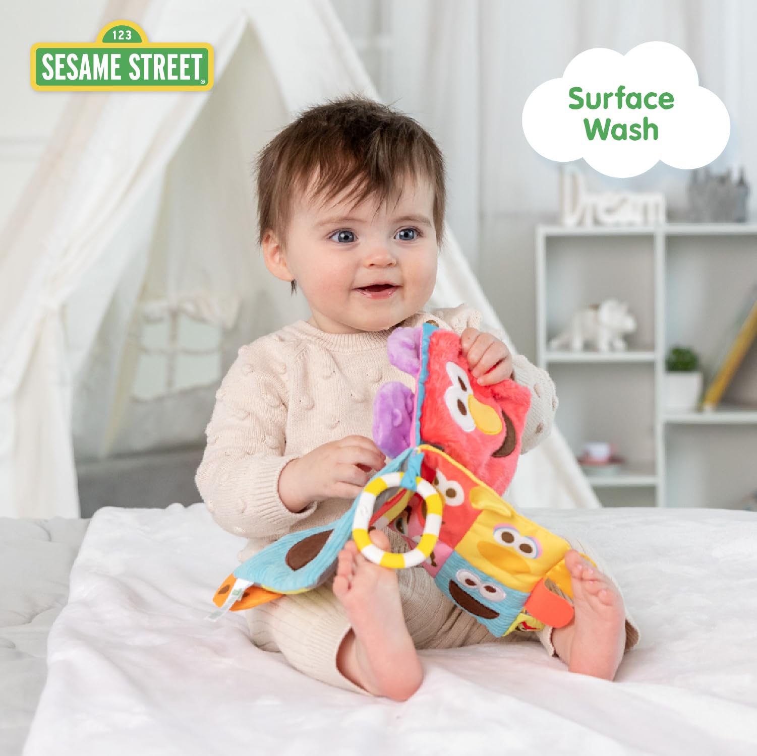 Kids Preferred Sesame Street Soft Book Featuring Your Favorite Characters with Sensory Materials and Multiple Tabs to Keep Baby Engaged - 11 Inches