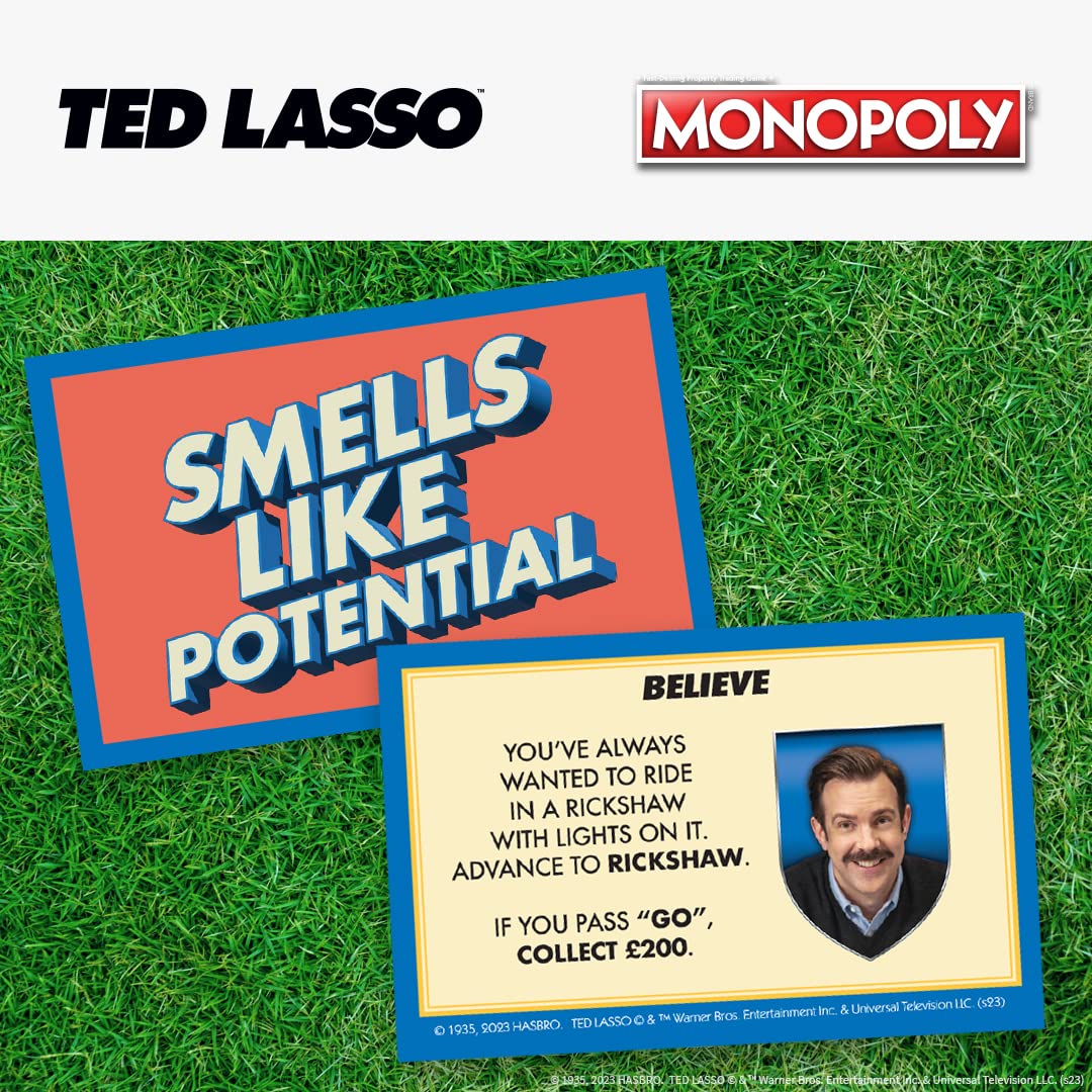 Monopoly Ted Lasso | Officially Licensed Board Collectible Board Game | Play as Believe Sign, Goldfish, Tea up, Ted’s Visor and More | Based On