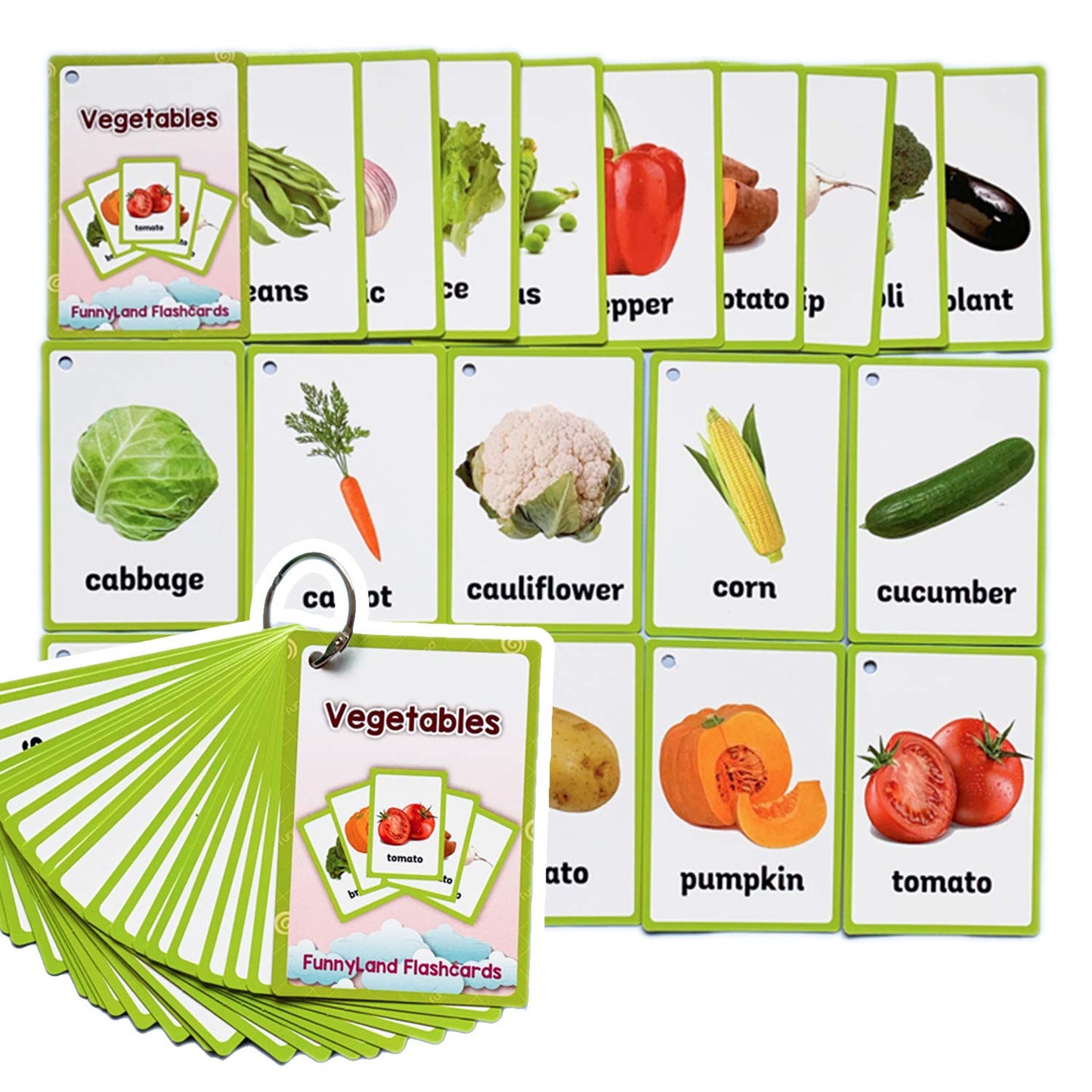 20PCS/Set Vegetable Kids Gifts English Flash Cards Pocket Card Educational Learning Baby Toys for Children Pre-Kindergarten