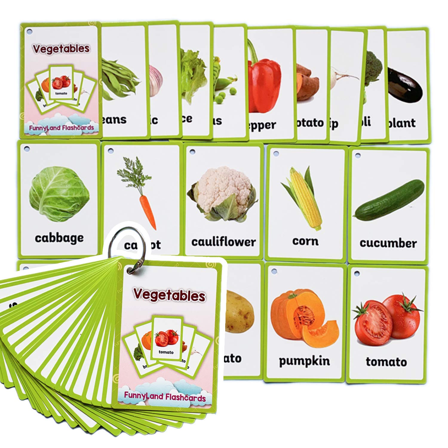 20PCS/Set Vegetable Kids Gifts English Flash Cards Pocket Card Educational Learning Baby Toys for Children Pre-Kindergarten