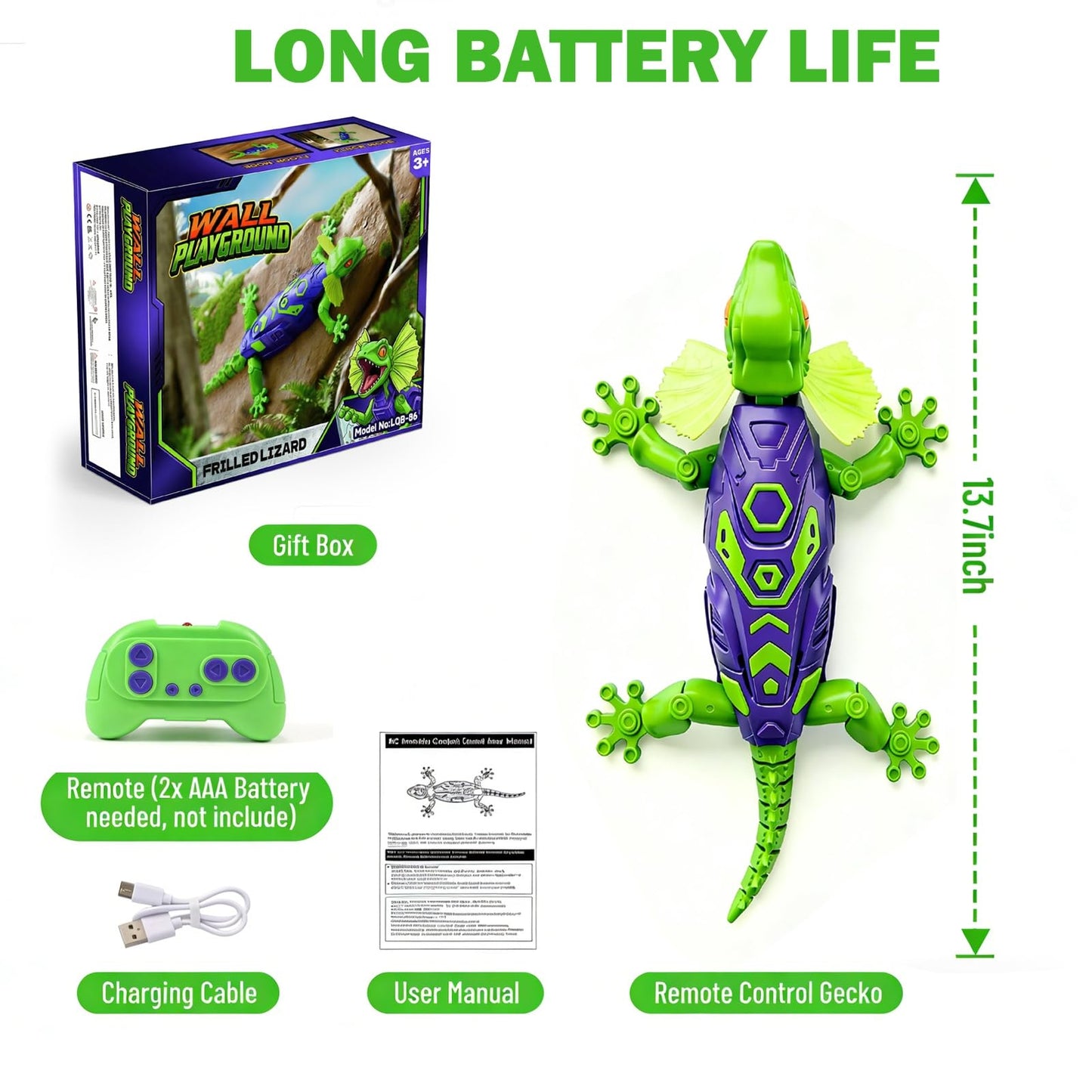 Wall Climbing Gecko Toy for Boys, Remote Control Lizard That Climbs Walls, Ceilings and Floors, Rechargeable Wall Crawler Robot with Strong Suction