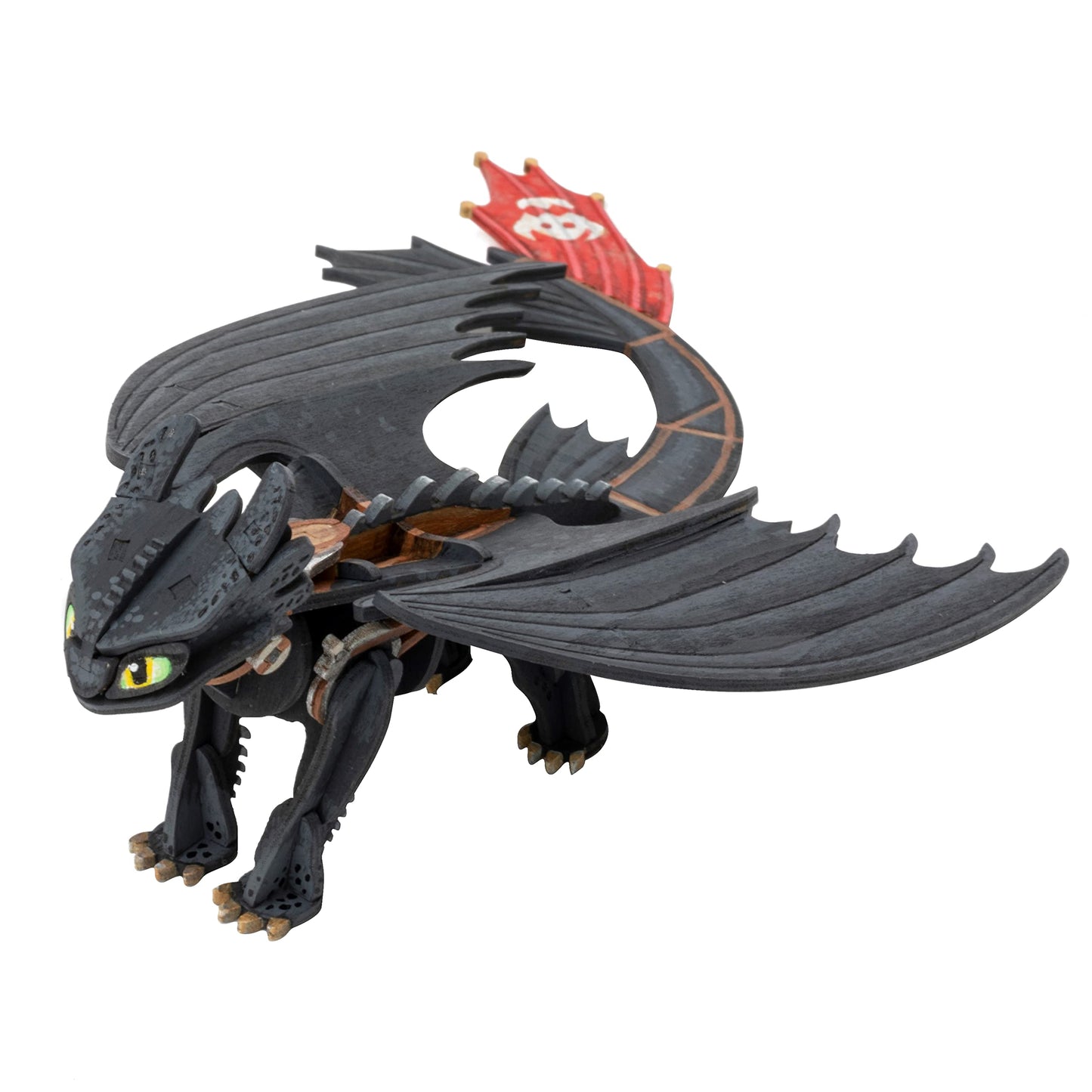 DreamWorks How to Train Your Dragon Toothless 3D Wood Puzzle Model Kit (41 Pcs) with Book - Build & Paint Your Own 3-D Dragon Figure Toy No Glue