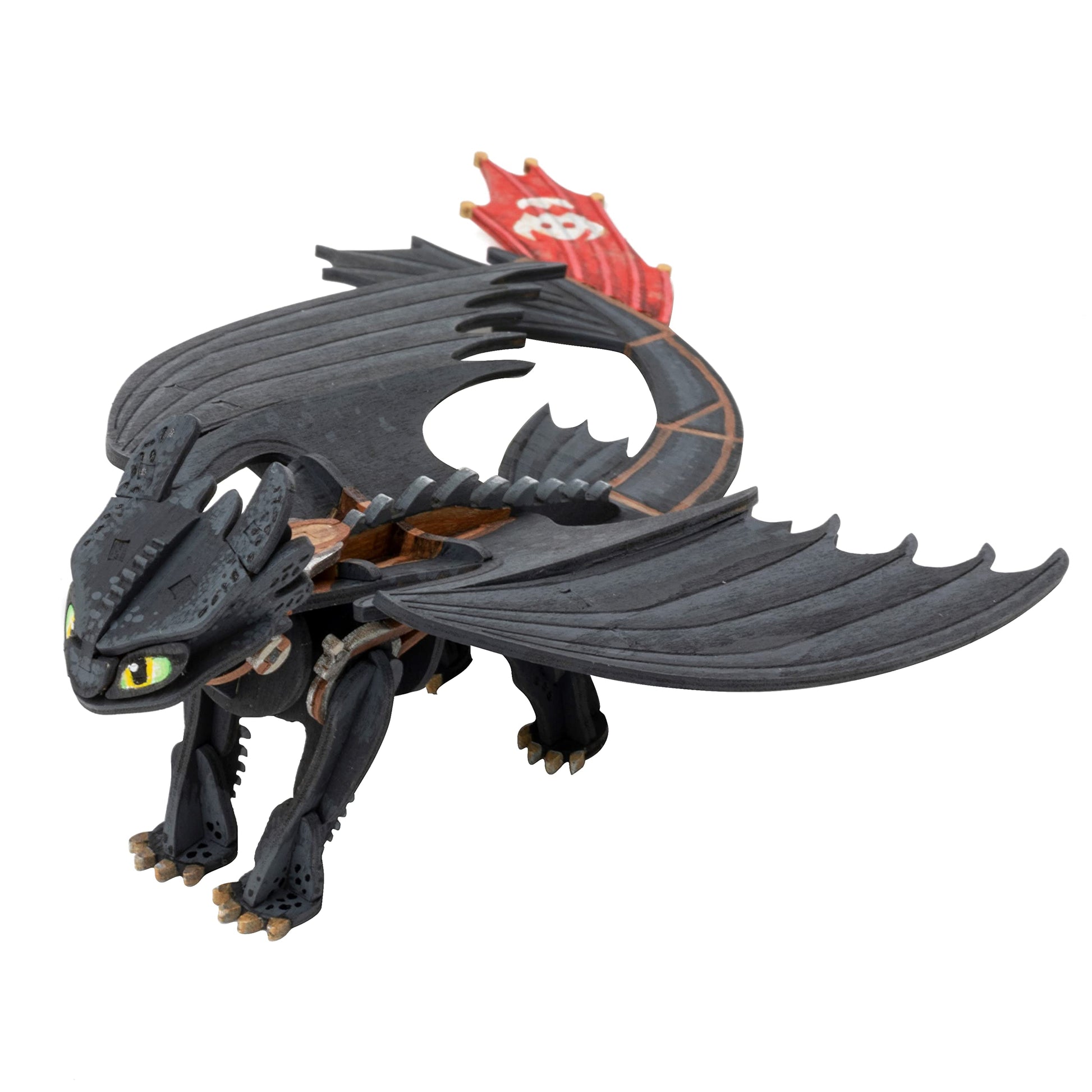 DreamWorks How to Train Your Dragon Toothless 3D Wood Puzzle Model Kit (41 Pcs) with Book - Build & Paint Your Own 3-D Dragon Figure Toy No Glue