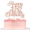 Unoggsor Rose Gold Glitter Happy 15th Birthday Cake Topper - Hello 15, Cheers to 15 Years, 15 & Fabulous, 15th Birthday/Anniversary Party Decorations