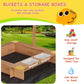 Sunvasagoo Sandbox with Lid, Kids Sandbox with 2 Plastic Boxes, Kids Outdoor Play Equipment, UV-Resistant & Adjustable Height Roof for Beach, Patio