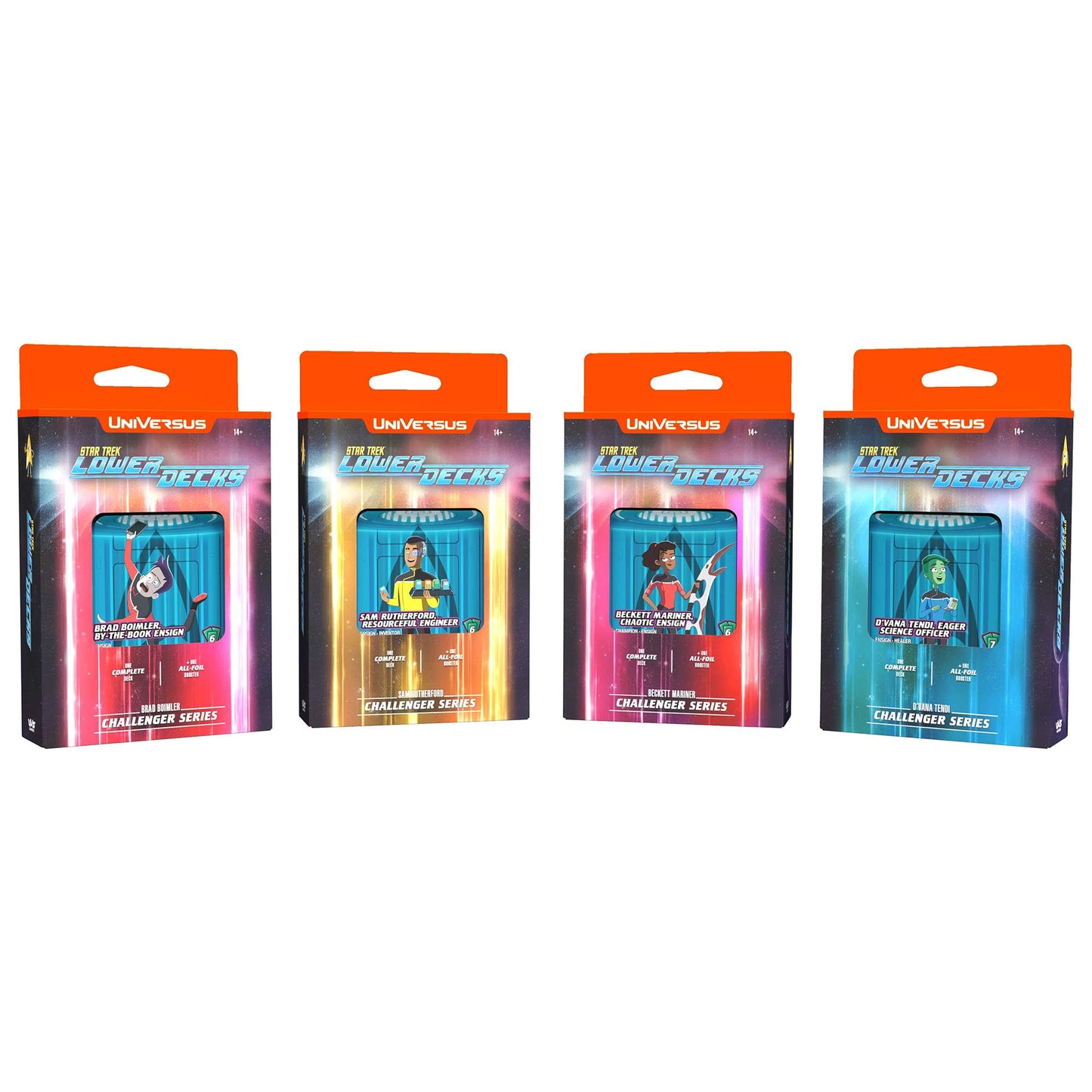 UniVersus: Star Trek Lower Decks: Challenger Series - Rutherford - 63 Cards, 2 Characters, Ready to Play Deck-Building Card Game, 6 Foil/Alt Art Cards