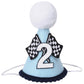 Agkvw Race Car 2nd Birthday Crown for Boys - Fast Birthday Hat and Decoration, Blue Decor
