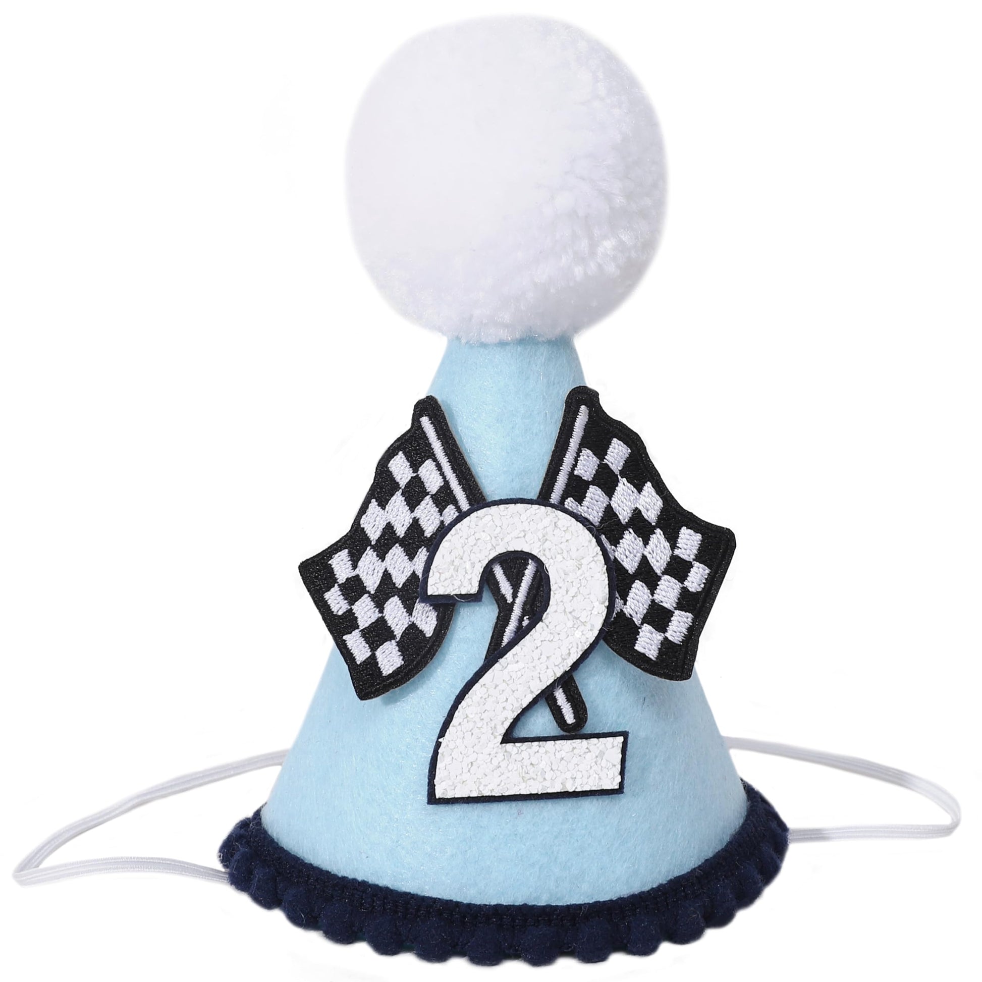 Agkvw Race Car 2nd Birthday Crown for Boys - Fast Birthday Hat and Decoration, Blue Decor